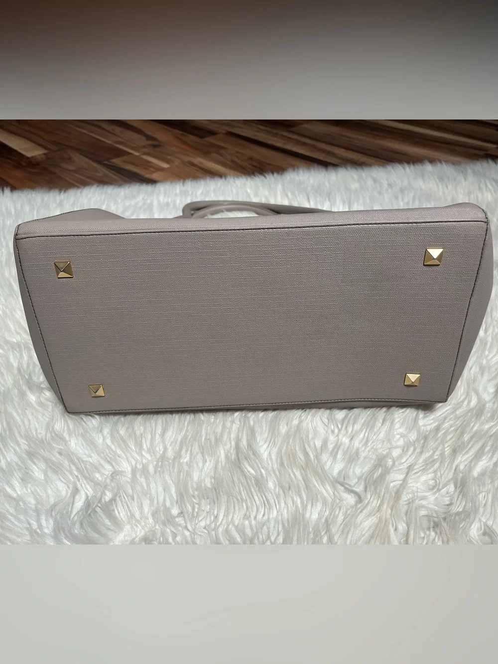 DAGNE DOVER Signature Legend Coated Canvas Large Laptop Tote Bag Gray / Taupe